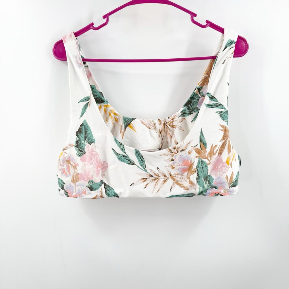 Volcom Bikini Top Size 16W NEW True To This Soft Floral White Tropical Swim Surf